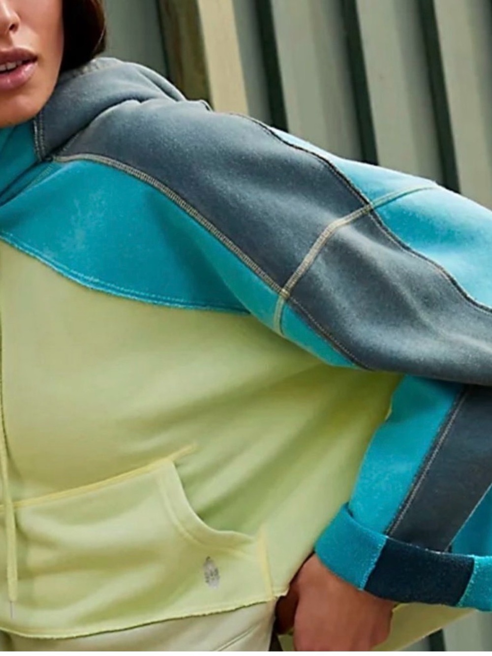 FP Movement by Free People Patchwork Hoodie Colorblock Boho Athleisure Small